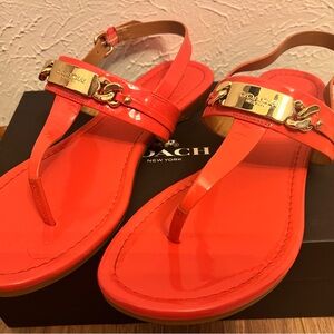 Coach Women's Catherine patent watermelon  Sandals